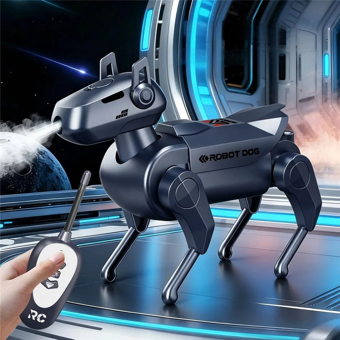 1028K-1 Kids Remote Control Spray Robot Dog Electronic Walking Mechanical Pet Toy With LED Light - Black - 4