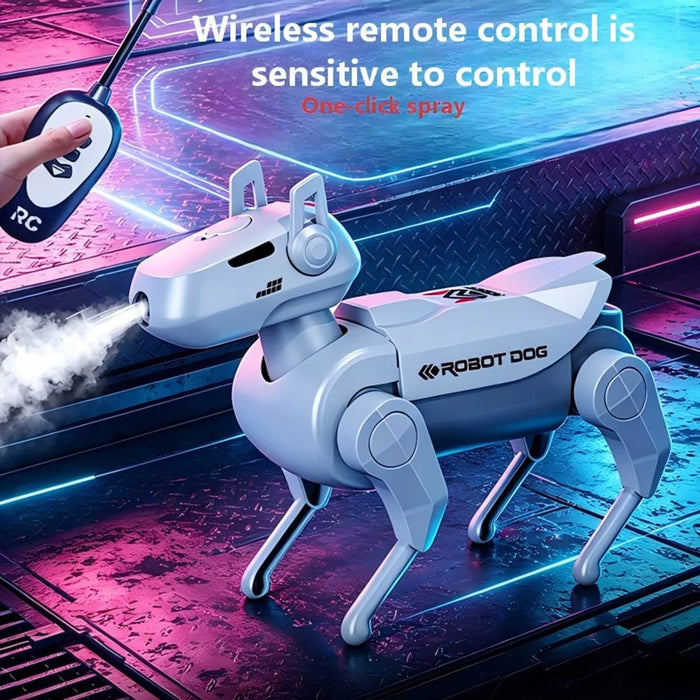 1028K-1 Kids Remote Control Spray Robot Dog Electronic Walking Mechanical Pet Toy With LED Light - Black - 6