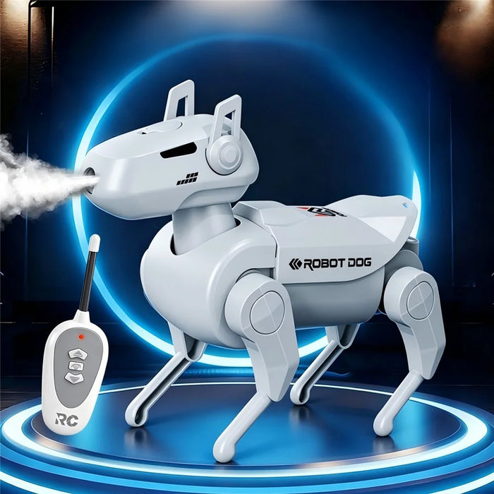1028K-1 Kids Remote Control Spray Robot Dog Electronic Walking Mechanical Pet Toy With LED Light - Black - 7