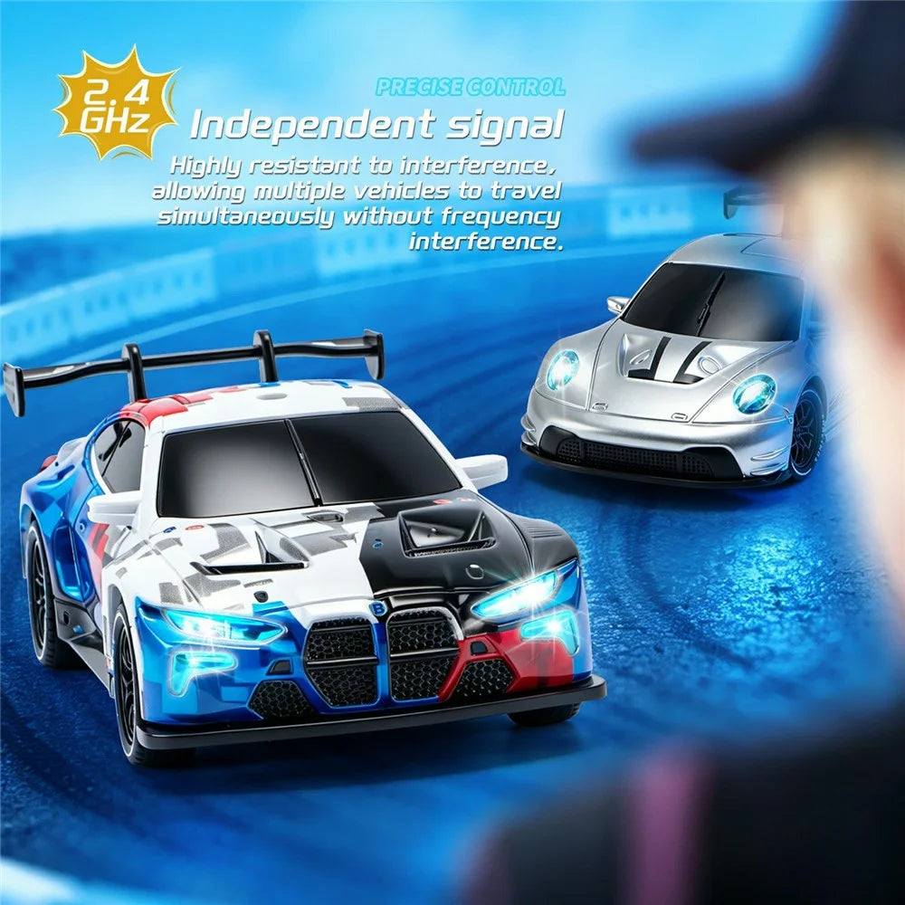 4DRC 4D-H6 1:43 Drift Racing Car 2.4G Remote Control 4WD RC Car with Ambient Light, High-end Version - GTR White - 5