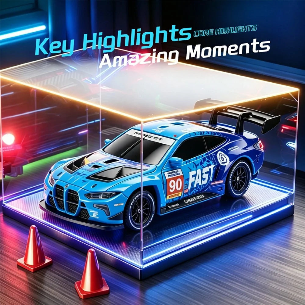 4DRC 4D-H6 1:43 Drift Racing Car 2.4G Remote Control 4WD RC Car with Ambient Light, High-end Version - GTR White - 7