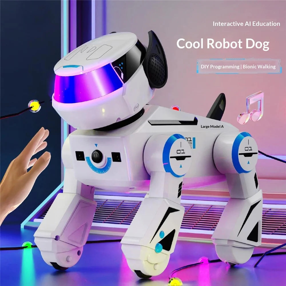 BG1546 Smart AI Robot Dog Voice Control Programmable Stunt Interactive Pet Toy for Kids - White - 2