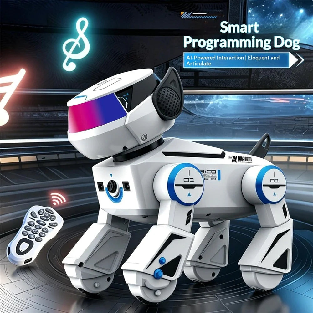 BG1546 Smart AI Robot Dog Voice Control Programmable Stunt Interactive Pet Toy for Kids - White - 3