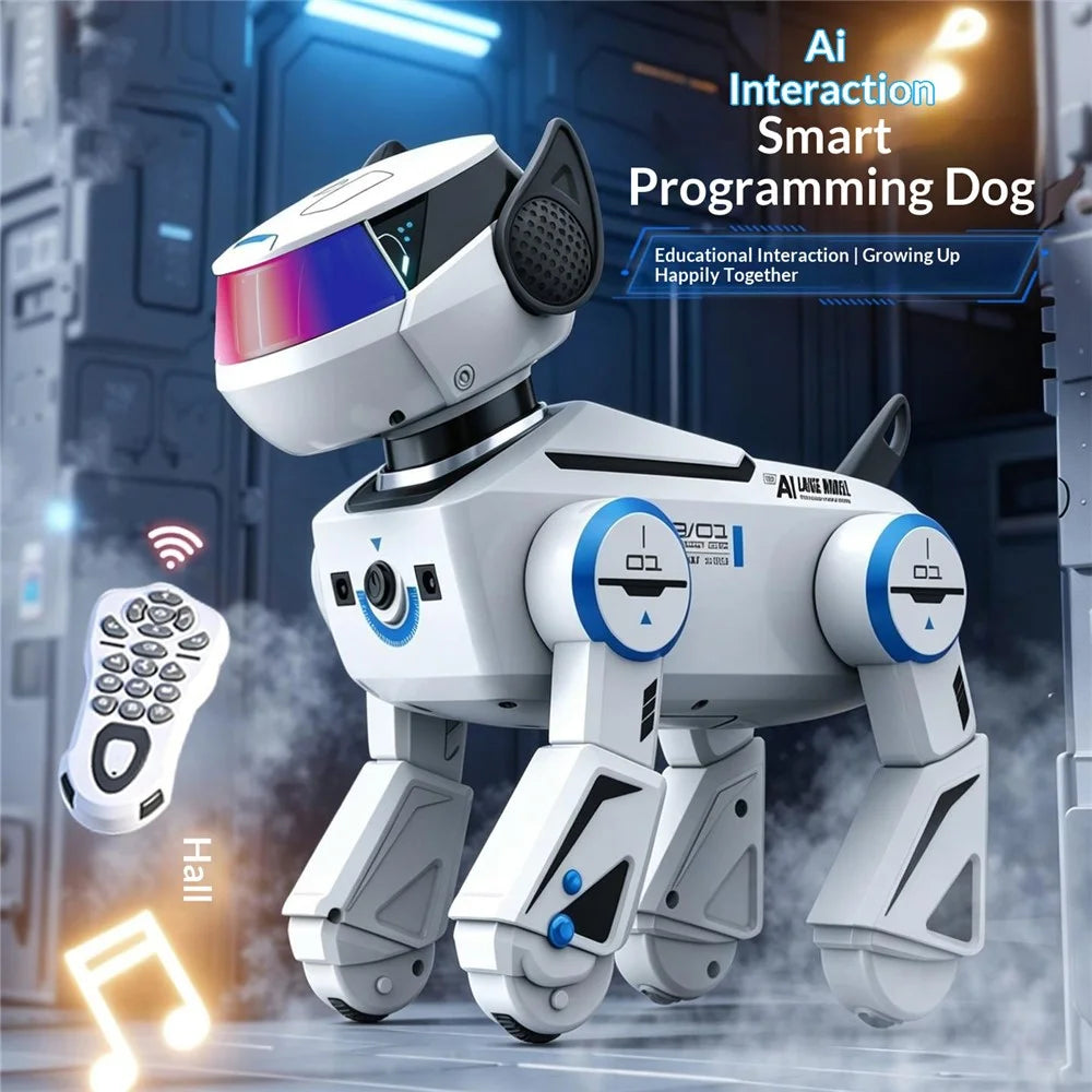 BG1546 Smart AI Robot Dog Voice Control Programmable Stunt Interactive Pet Toy for Kids - White - 4