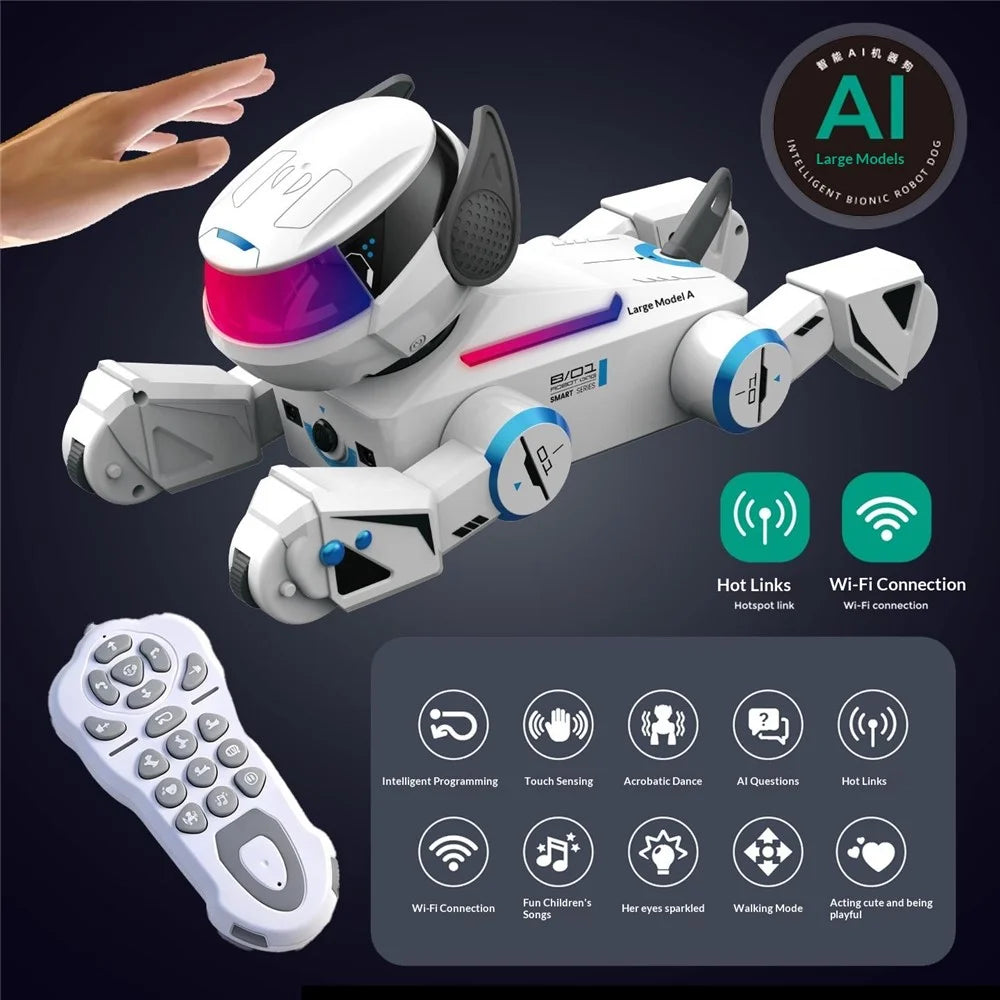 BG1546 Smart AI Robot Dog Voice Control Programmable Stunt Interactive Pet Toy for Kids - White - 5