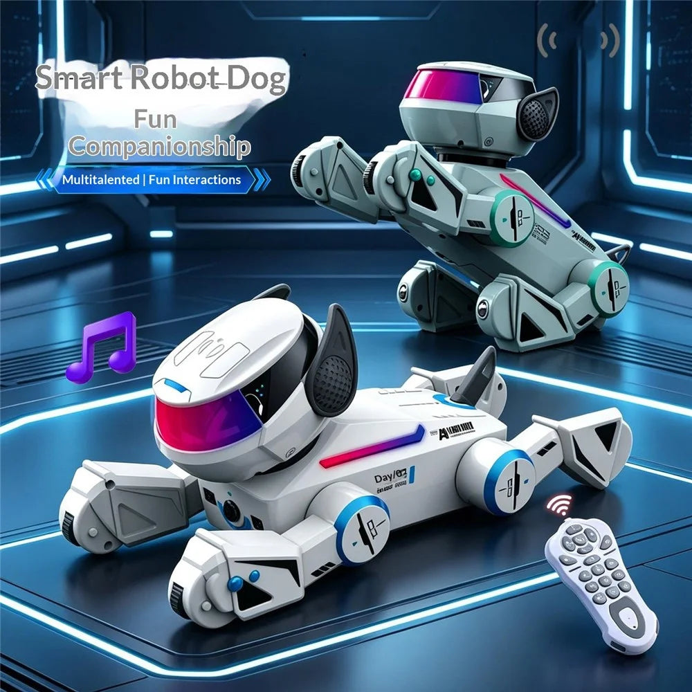 BG1546 Smart AI Robot Dog Voice Control Programmable Stunt Interactive Pet Toy for Kids - White - 6