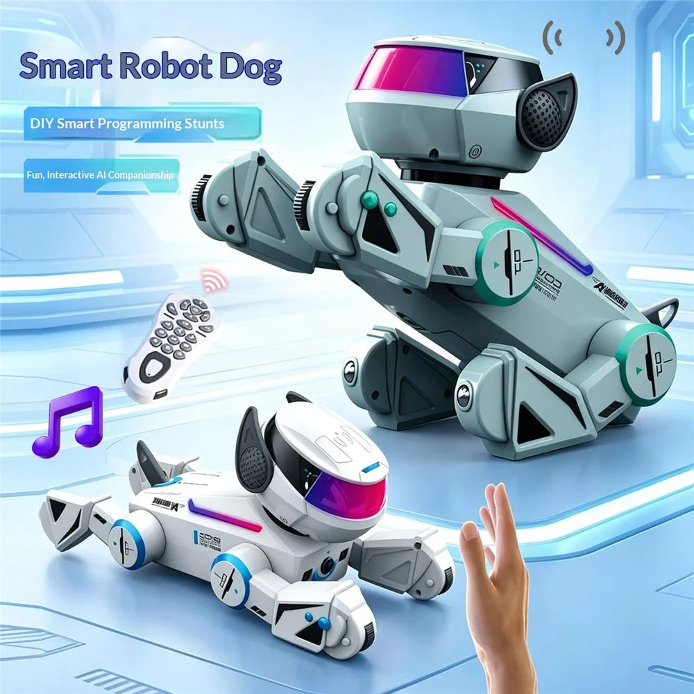 BG1546 Smart AI Robot Dog Voice Control Programmable Stunt Interactive Pet Toy for Kids - White - 7