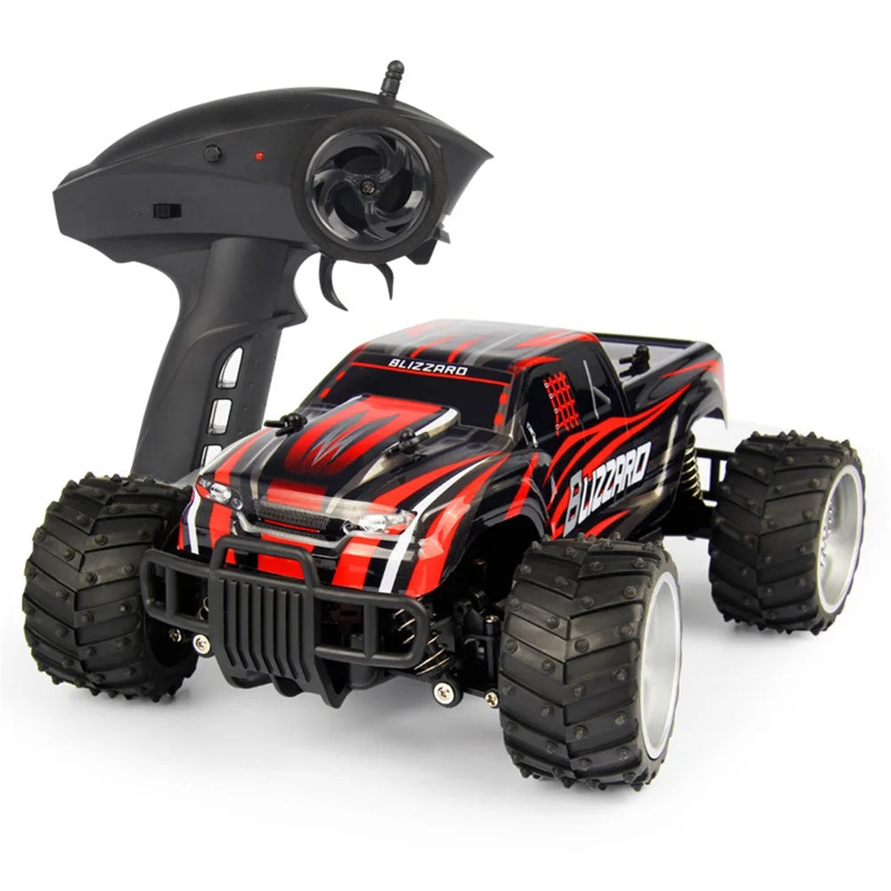 1/16 Scale 2.4GHz Four-wheel Drive High-speed Off-road Vehicle Remote Control Car - Black + Red / EU Plug - 1