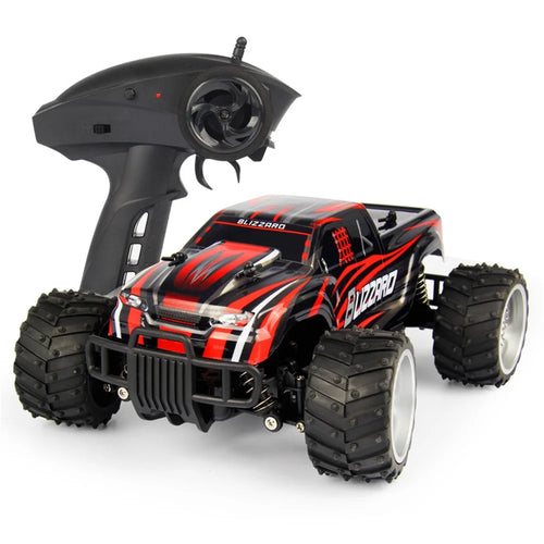 1/16 Scale 2.4GHz Four-wheel Drive High-speed Off-road Vehicle Remote Control Car - Black + Red / EU Plug - 1