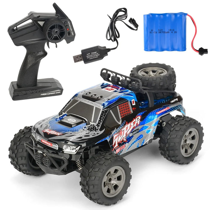 20km/h 1:18 2.4G Remote Control Car RC Electric Monster Truck Off-Road Vehicle - Blue - 1