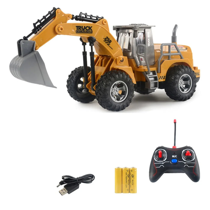 Remote Control Engineering Vehicle Excavator Remote Control Bulldozer Digging Children's Toy Model Car - 166 Excavator - 3
