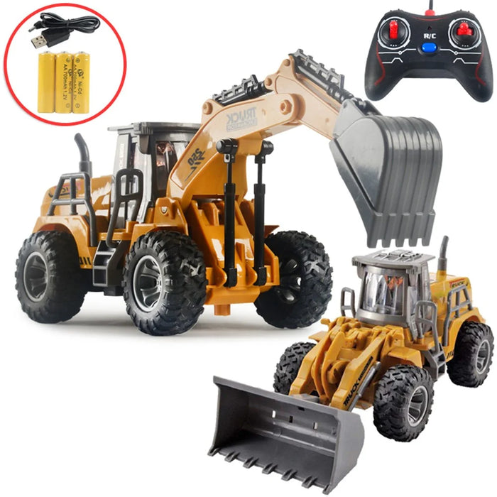 Remote Control Engineering Vehicle Excavator Remote Control Bulldozer Digging Children's Toy Model Car - 166 Excavator - 4