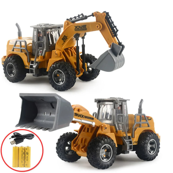 Remote Control Engineering Vehicle Excavator Remote Control Bulldozer Digging Children's Toy Model Car - 166 Excavator - 6
