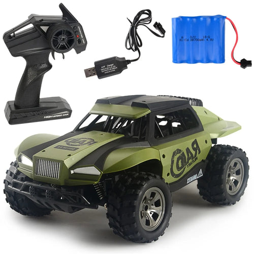 1:18 20KM/H Electric USB Rechargeable RC Car 2.4GHz Remote Control Toy Car - Green - 1