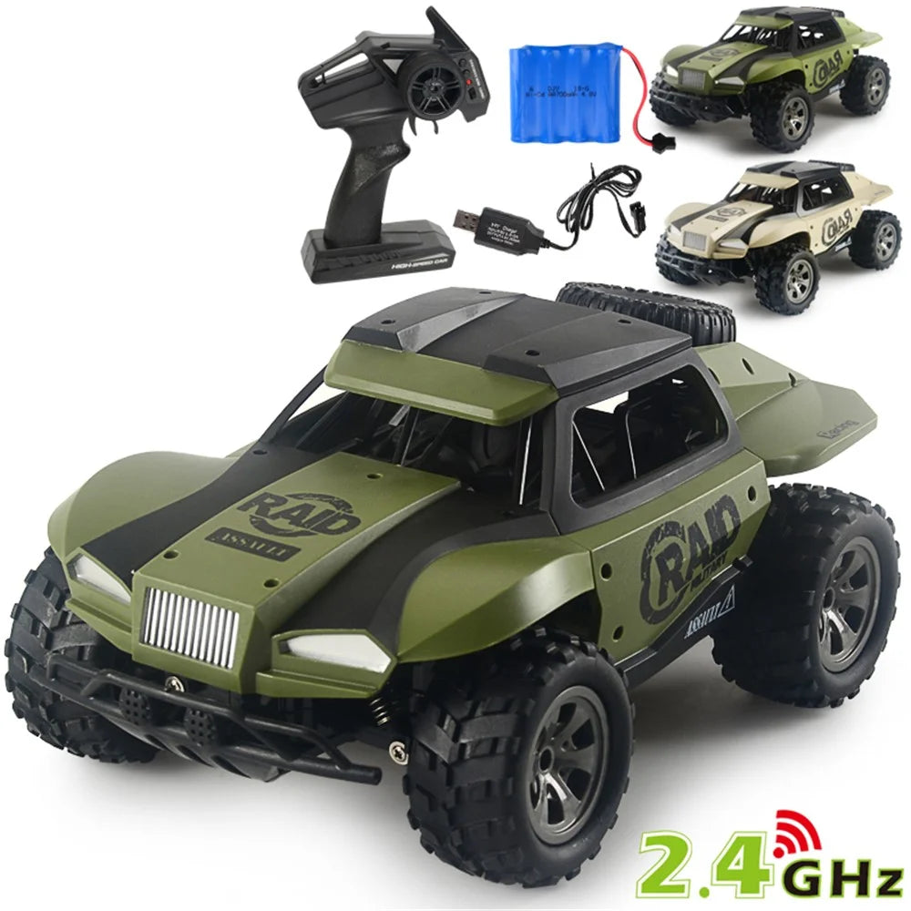1:18 20KM/H Electric USB Rechargeable RC Car 2.4GHz Remote Control Toy Car - Green - 2