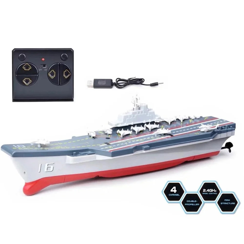 2.4G Mini Wireless Electric Remote Control Cruiser Swimming Pool RC Aircraft Carrier Boat Toy - 1