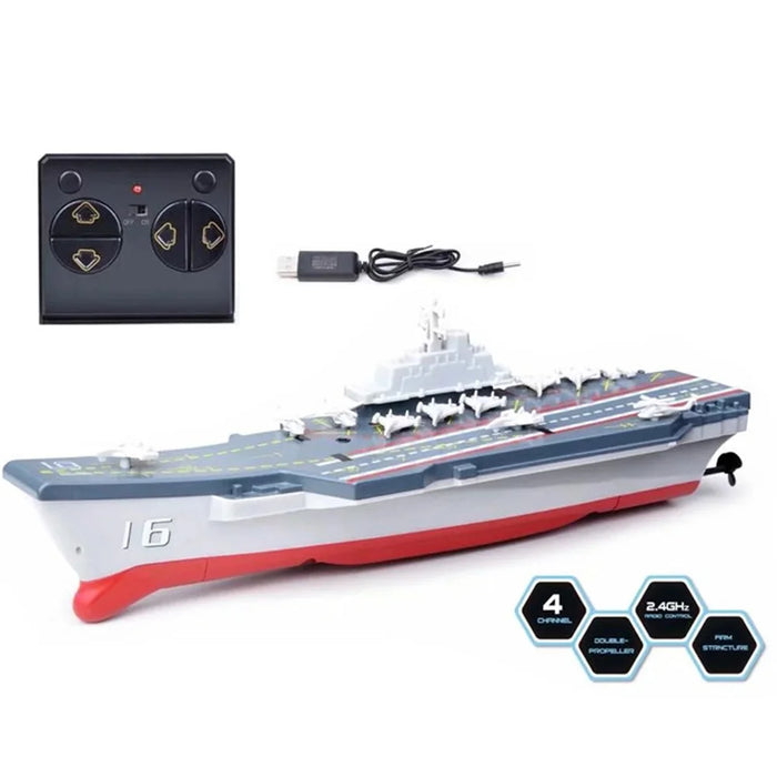 2.4G Mini Wireless Electric Remote Control Cruiser Swimming Pool RC Aircraft Carrier Boat Toy - 1