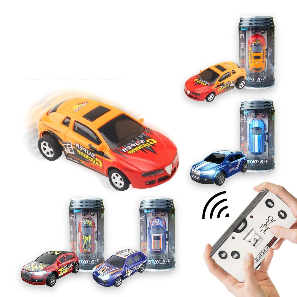 QT666 Mini 1:64 Drink Can Design RC Car with Remote Controller Road Blocks Drift Racing Car Toy Children Boys Gift - Red - 5