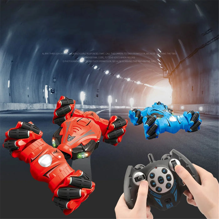 YL-51 2.4GHz 4WD RC Car Music Light Stunt Twist Deformation Off-road Remote Control Car Children Boys Toy Gift - Blue - 3