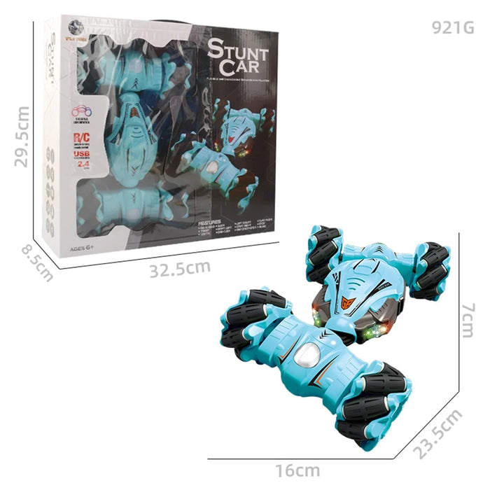 YL-51 2.4GHz 4WD RC Car Music Light Stunt Twist Deformation Off-road Remote Control Car Children Boys Toy Gift - Blue - 6
