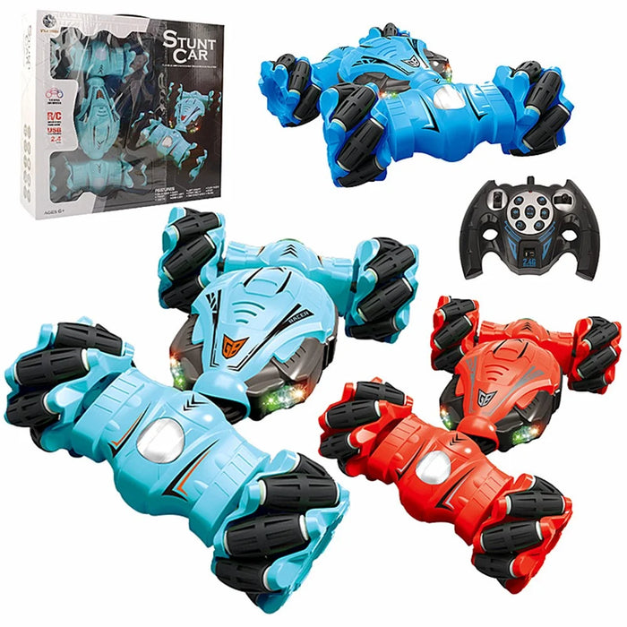 YL-51 2.4GHz 4WD RC Car Music Light Stunt Twist Deformation Off-road Remote Control Car Children Boys Toy Gift - Blue - 7