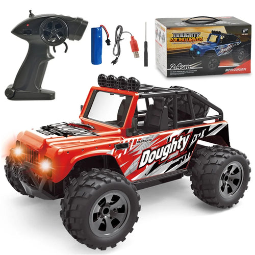 58620 2.4G Wireless RC Off-road Vehicle 1/18 Electronic Climbing Car Model Toys With Lights for Children - Red - 1