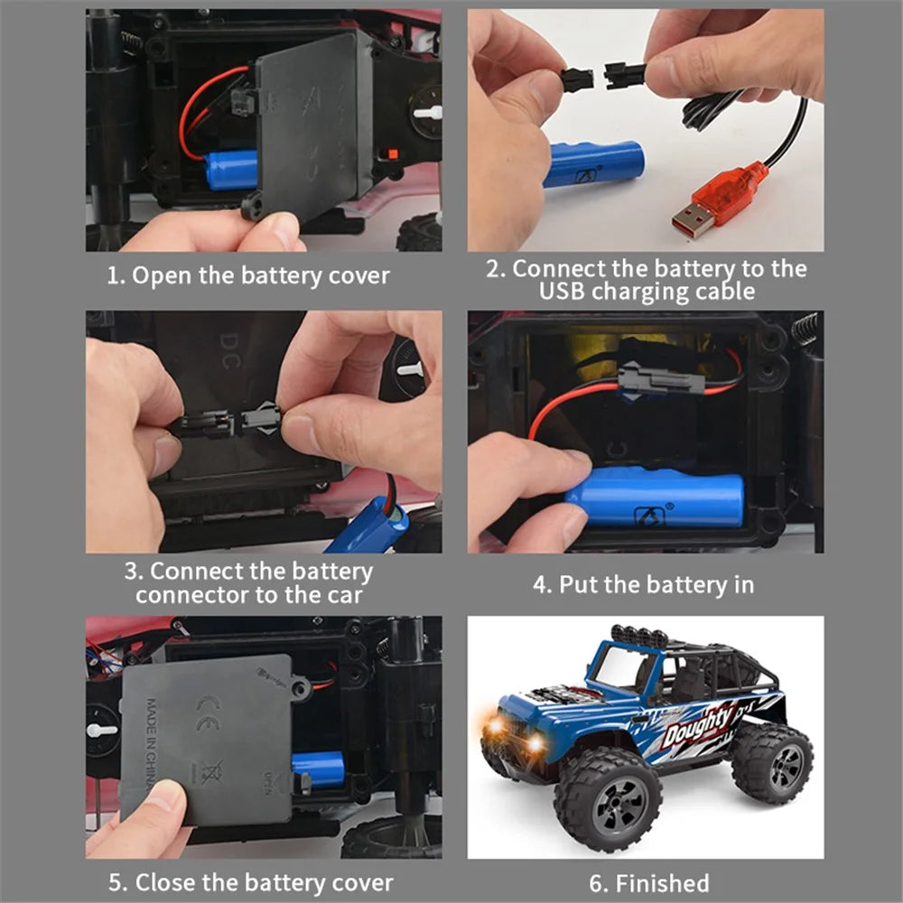 58620 2.4G Wireless RC Off-road Vehicle 1/18 Electronic Climbing Car Model Toys With Lights for Children - Red - 4
