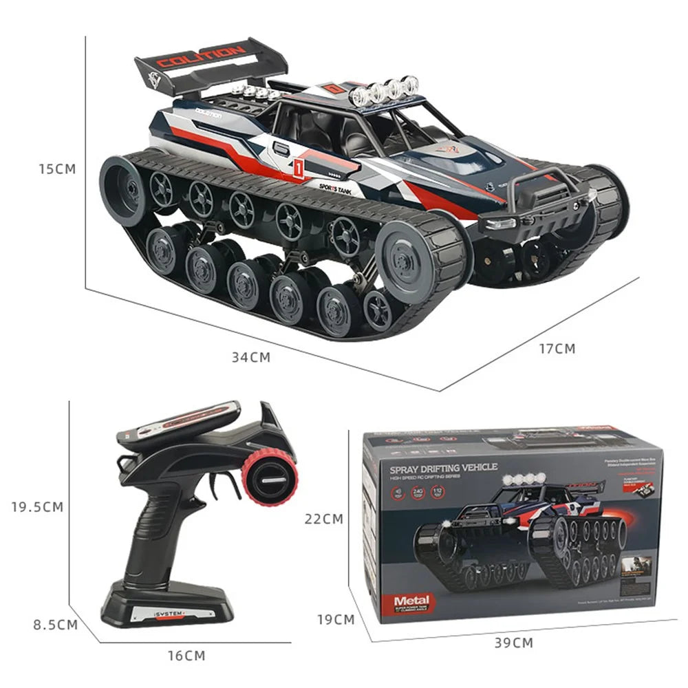 2063 1:12 2.4G Remote Control High Speed Drift Stunt Mist Spraying Tank Children Boys RC Car Toy - 4