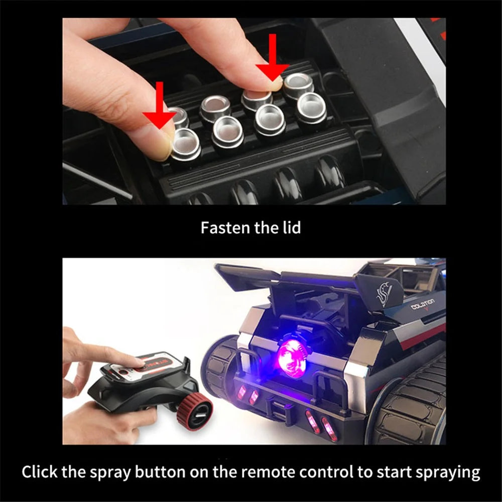 2063 1:12 2.4G Remote Control High Speed Drift Stunt Mist Spraying Tank Children Boys RC Car Toy - 6
