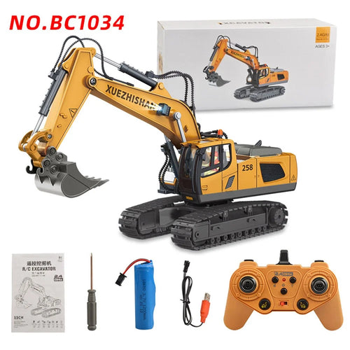 1034 Plastic 1:20 2.4G RC Engineering Vehicle Remote Control 680 Degrees Rotation 11 Channel Crawler Excavator Kids Toy with Light Music - 1