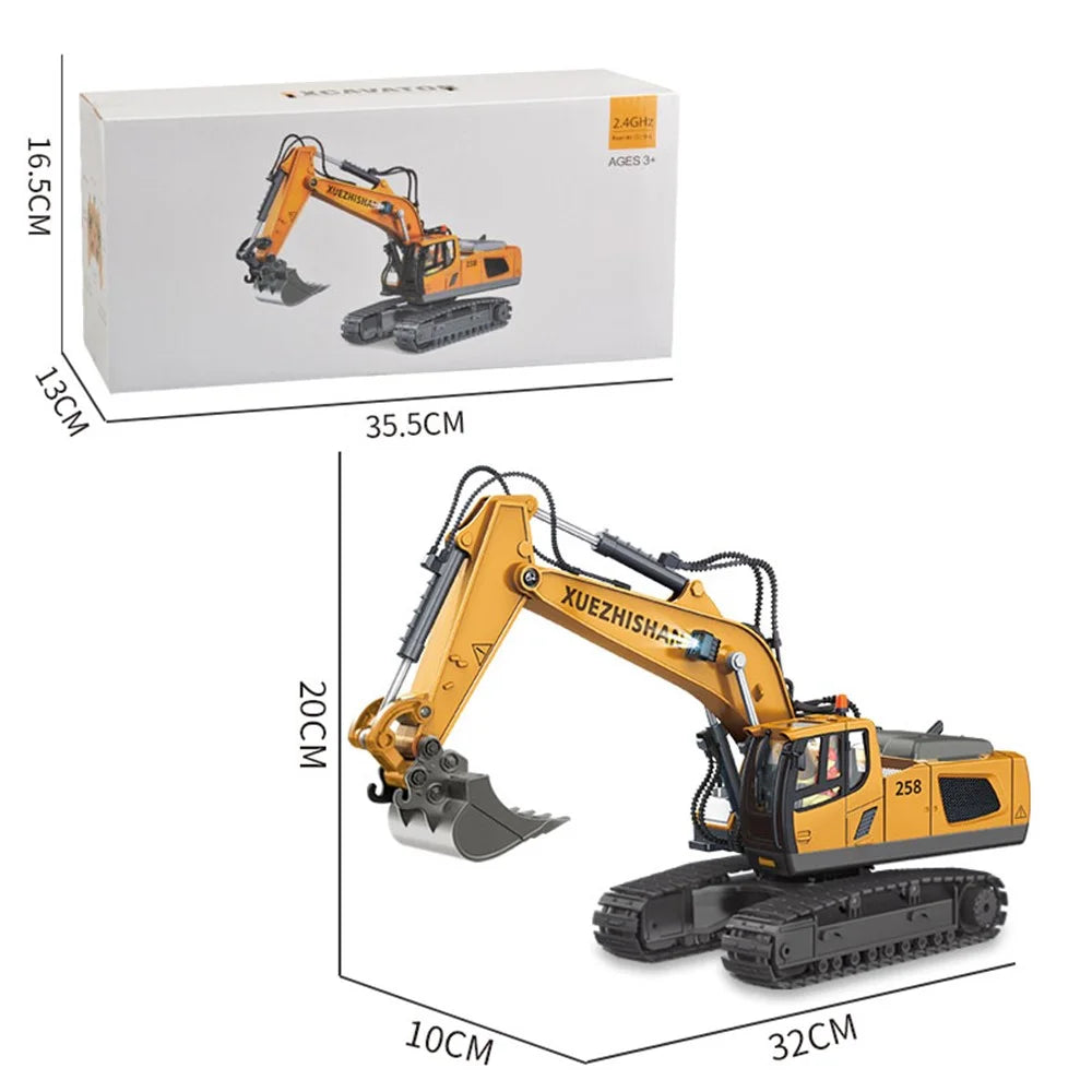 1034 Plastic 1:20 2.4G RC Engineering Vehicle Remote Control 680 Degrees Rotation 11 Channel Crawler Excavator Kids Toy with Light Music - 3