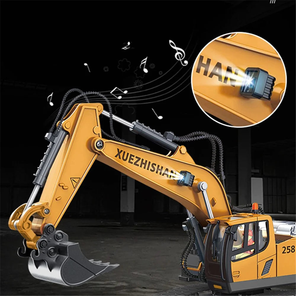 1034 Plastic 1:20 2.4G RC Engineering Vehicle Remote Control 680 Degrees Rotation 11 Channel Crawler Excavator Kids Toy with Light Music - 4