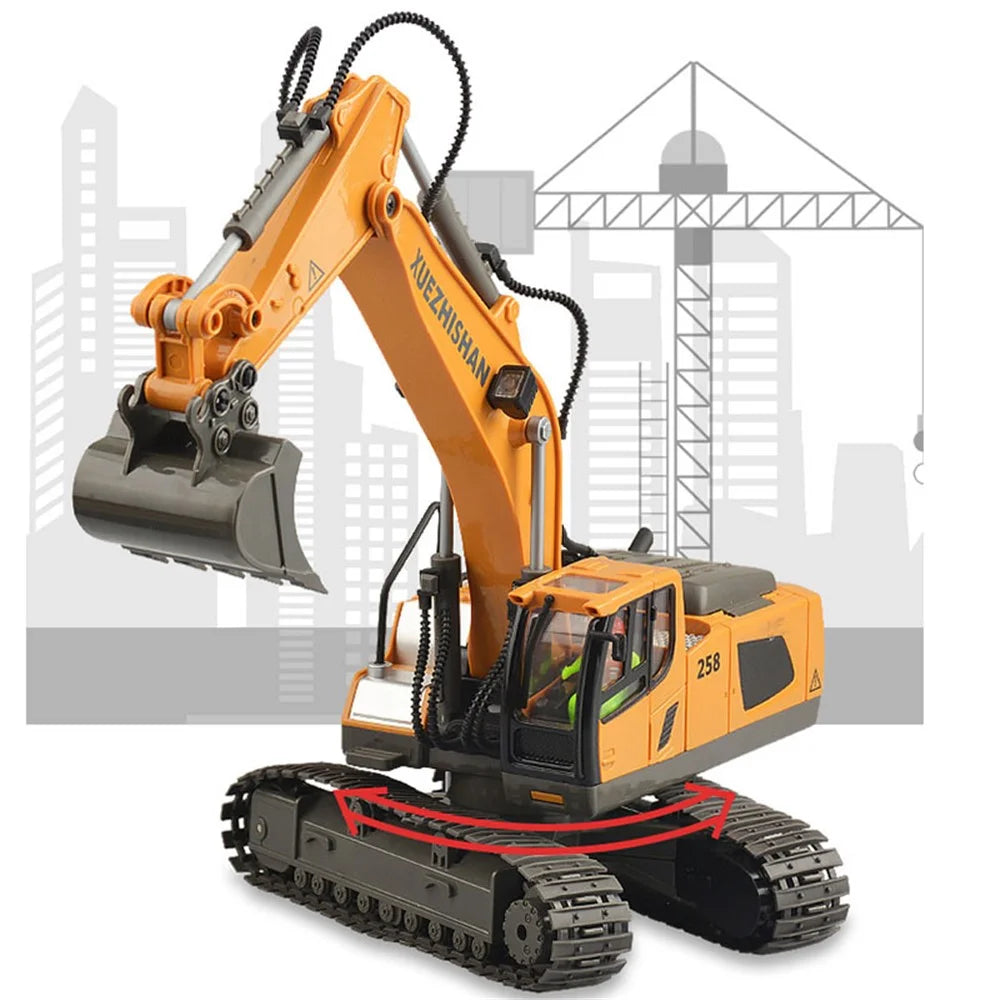 1034 Plastic 1:20 2.4G RC Engineering Vehicle Remote Control 680 Degrees Rotation 11 Channel Crawler Excavator Kids Toy with Light Music - 5