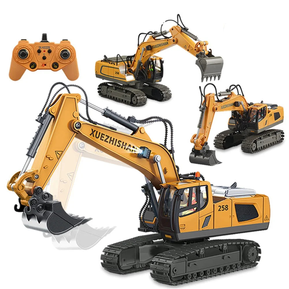 1034 Plastic 1:20 2.4G RC Engineering Vehicle Remote Control 680 Degrees Rotation 11 Channel Crawler Excavator Kids Toy with Light Music - 7