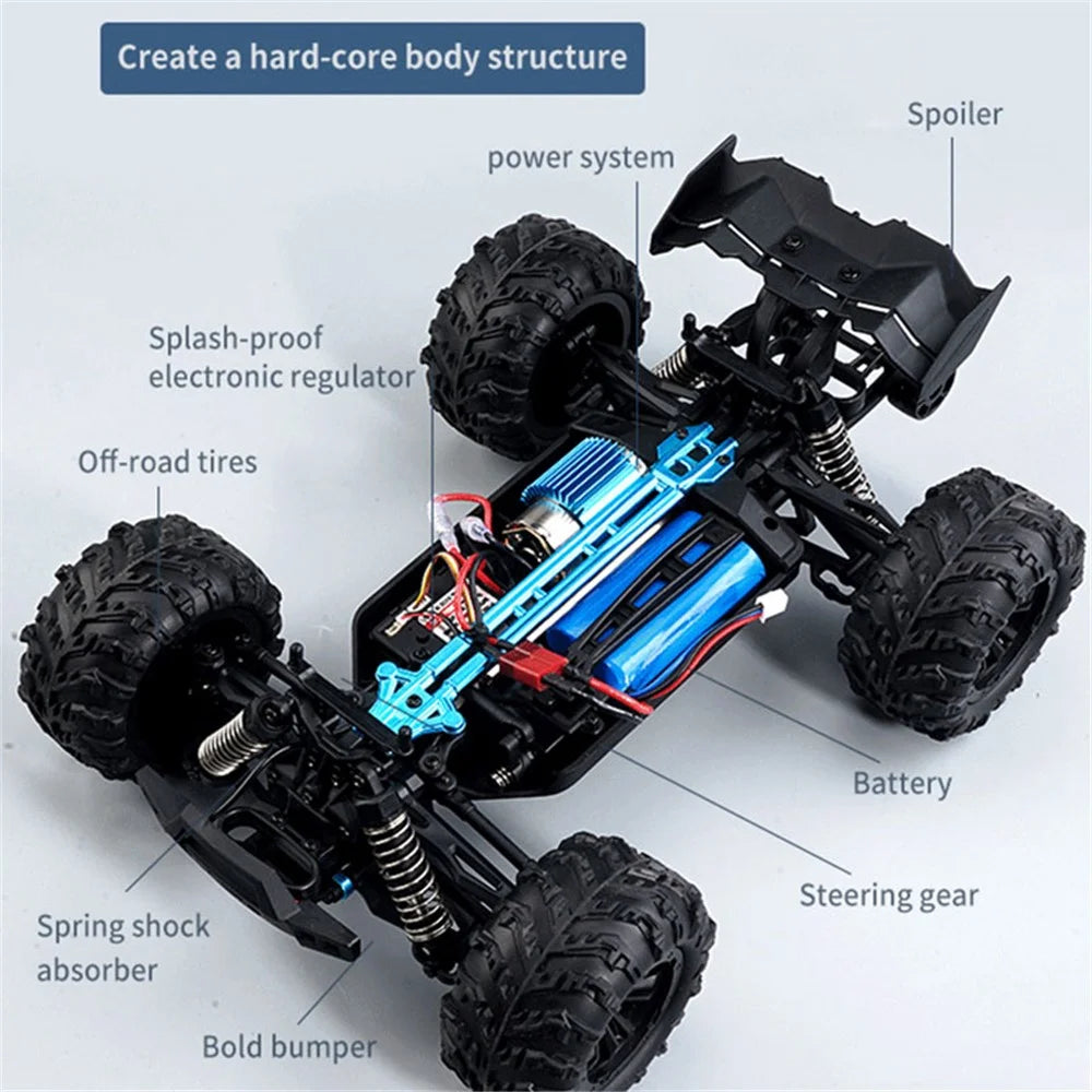 16103 2.4G RC Car Toy 1:16 Children Electric Four-wheel Truck High Speed Off-road Remote Control Car Toy with LED Light - Black - 2