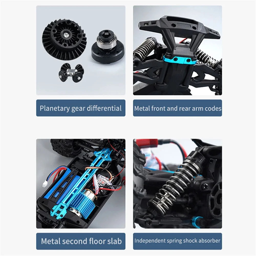 16103 2.4G RC Car Toy 1:16 Children Electric Four-wheel Truck High Speed Off-road Remote Control Car Toy with LED Light - Black - 5