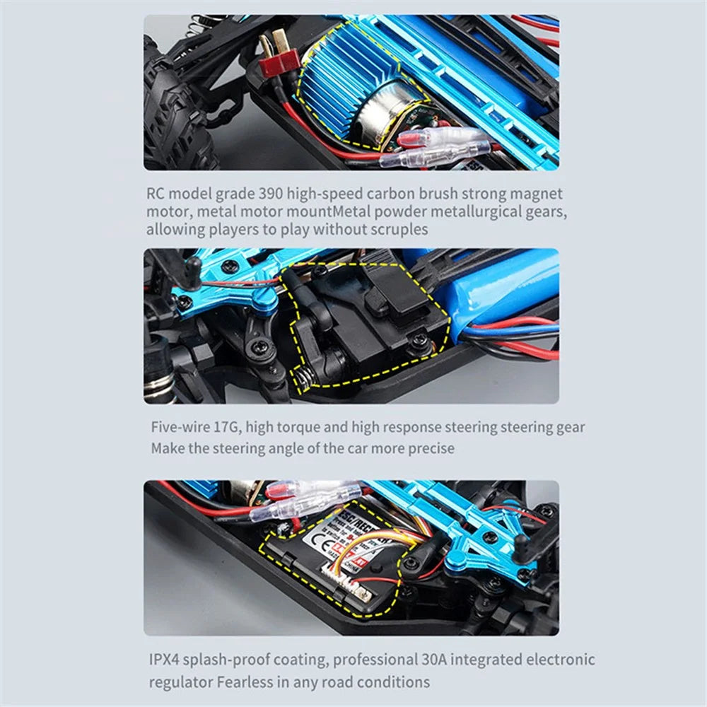 16103 2.4G RC Car Toy 1:16 Children Electric Four-wheel Truck High Speed Off-road Remote Control Car Toy with LED Light - Black - 6