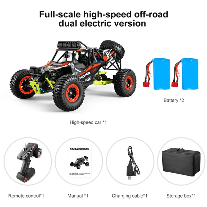 2026 RC Car 1:12 Scale 4WD 50km/h Rock Crawler 2.4Ghz Remote Control Off-Road Racing Car Toy with 2 Batteries for Adults Boys Kids - Red - 2