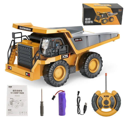 BC258-13 1/24 RC Dump Truck 6-Channel Remote Control Truck Construction Vehicle Toys for Kids Boys and Girls - 1
