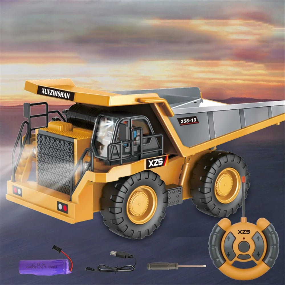 BC258-13 1/24 RC Dump Truck 6-Channel Remote Control Truck Construction Vehicle Toys for Kids Boys and Girls - 2