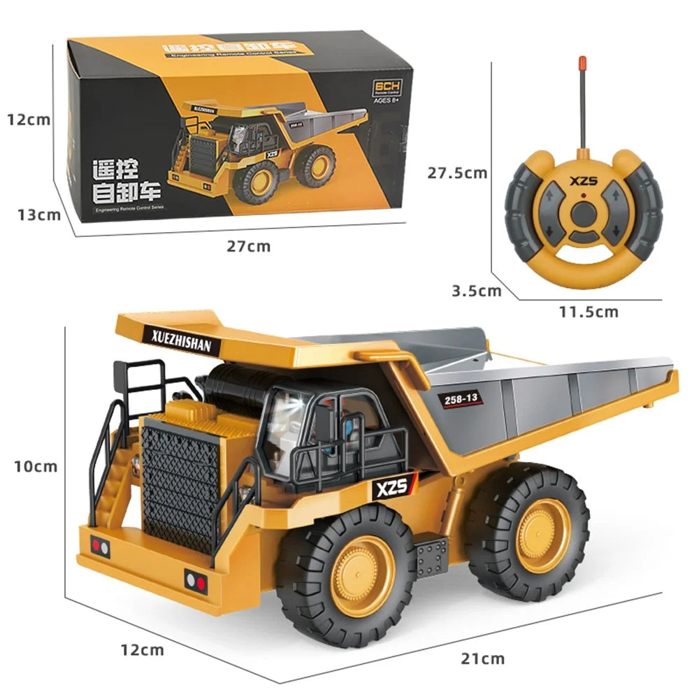 BC258-13 1/24 RC Dump Truck 6-Channel Remote Control Truck Construction Vehicle Toys for Kids Boys and Girls - 7