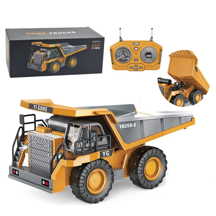 BC1043 1/24 Alloy Dump Truck 9-Channel 2.4G RC Construction Vehicle Truck Toys for Children - 3