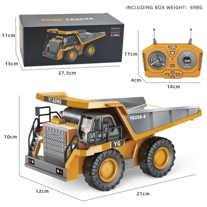 BC1043 1/24 Alloy Dump Truck 9-Channel 2.4G RC Construction Vehicle Truck Toys for Children - 5