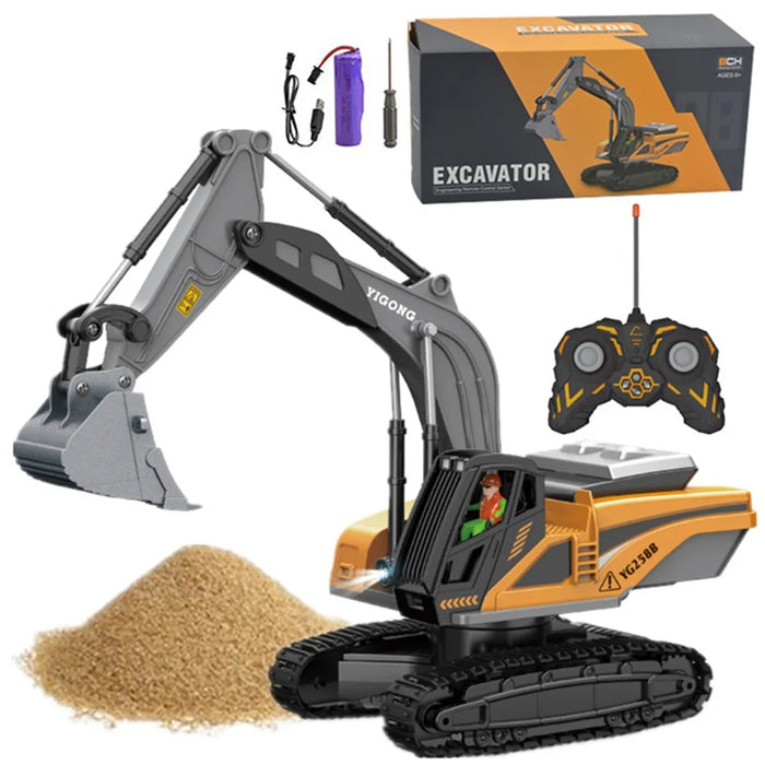BC1051 8-Channel RC Excavator 1/22 Scale Remote Control Excavator Alloy Construction Vehicle Tractor Toys for Boys and Girls - 4
