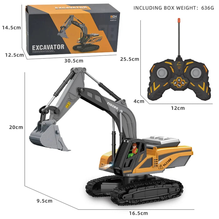 BC1051 8-Channel RC Excavator 1/22 Scale Remote Control Excavator Alloy Construction Vehicle Tractor Toys for Boys and Girls - 5