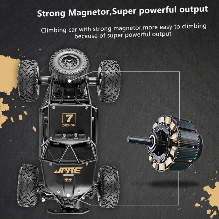 6241 2.4G RC Climbing Car 4WD Shock Absorber Alloy Car 4CH Off-Road Vehicle Toy Support 45-Degree Tilted Climbing - Black - 4