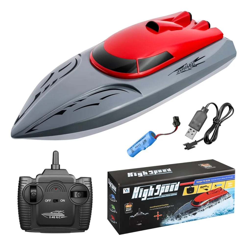 806 Adult Kids RC Boat 2.4Ghz 18Km/h Underwater Toy Remote Control Boat, with 1 Battery - Red - 1
