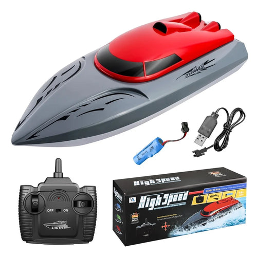 806 Adult Kids RC Boat 2.4Ghz 18Km/h Underwater Toy Remote Control Boat, with 1 Battery - Red - 1