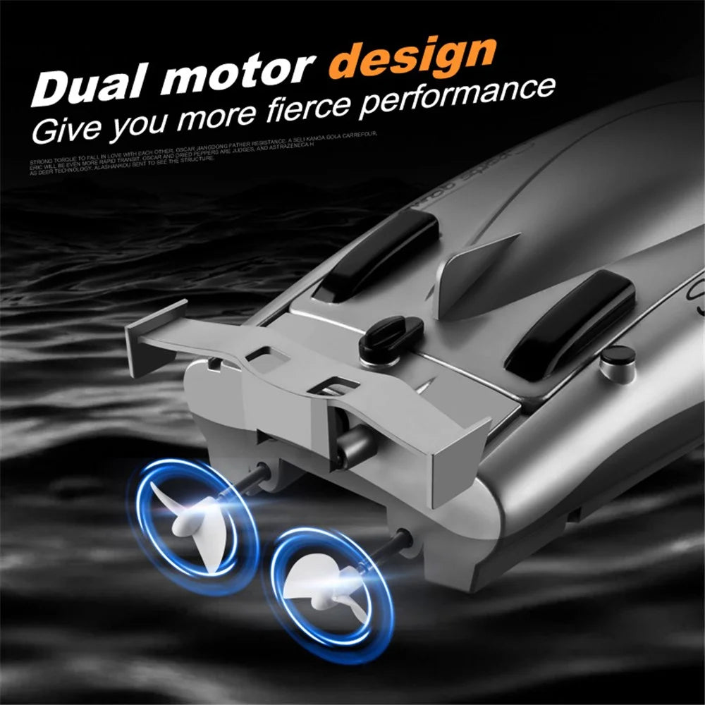 805 2.4G 30Km/h High Speed Remote Control Racing Boat Dual Motor RC Boat for Kids Adults, with 2 Batteries - Black - 5