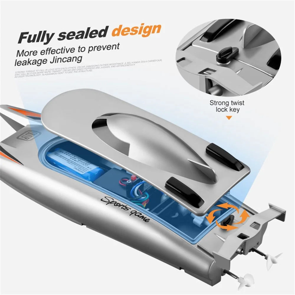 805 2.4G 30Km/h High Speed Remote Control Racing Boat Dual Motor RC Boat for Kids Adults, with 2 Batteries - Black - 6